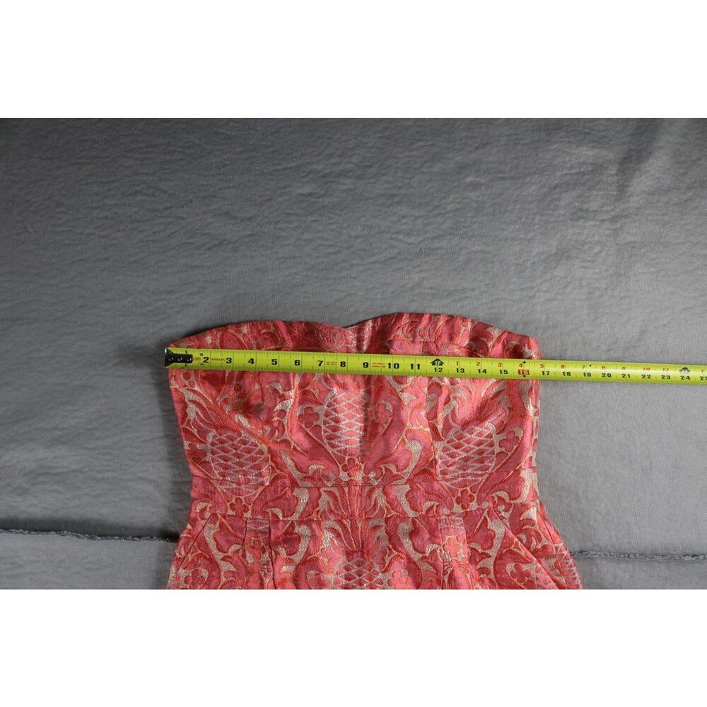 Kate Spade Dress 10 Orange Pink Faye Pineapple Strapless Damask Jacquard Fabric - Picture 5 of 6